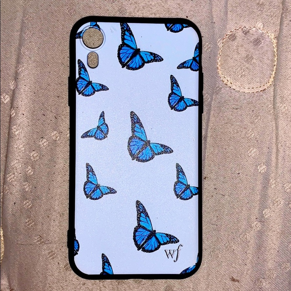 iPhone XR butterfly phone case with printed logo.